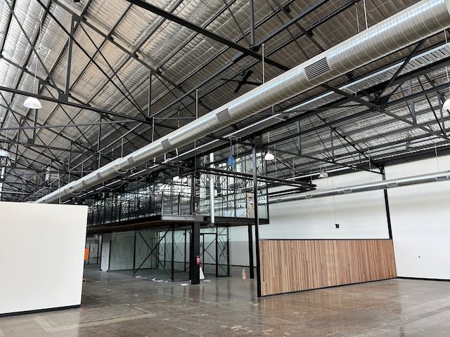 Large tenancy within Glasshouse Pivot City Geelong complete with mezzanine floor and custom balustrade done by Harris steel fabricating